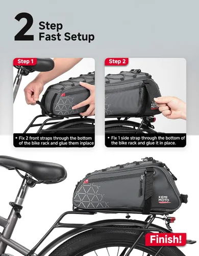 Miniatura 8 de KEMIMOTO Bolsa trasera para bicicleta – Bolsas de PVC resistentes al agua de 8 L para portabicicletas, alforja para maletero de bicicleta para Gris