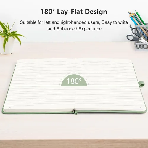 Miniatura 7 de RETTACY Cuaderno rayado, 192 páginas numeradas, tamaño mediano A5 (5.7 x 8.3 pulgadas), para hombres y mujeres, diario, escritura, trabajo y Verde