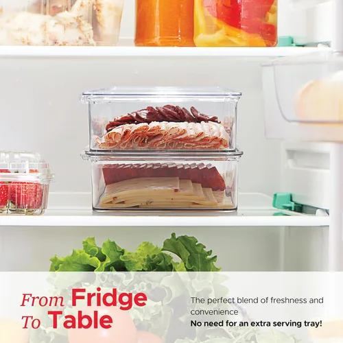 Miniatura 5 de Tafura Contenedor de tocino para refrigerador (paquete de 2) organizador de almacenamiento de refrigerador Contenedor de almacenamiento de queso