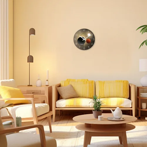 Miniatura 4 de XNM Reloj de pared con pilas de 12 pulgadas, reloj redondo negro y dorado para decoración de dormitorio y sala de estar, reloj analógico silencioso