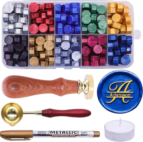 Miniatura 13 de SWANGSA Kit de sellos de cera personalizados de 4 piezas, sello de cera de sellado personalizado con imagen/logotipo personalizado