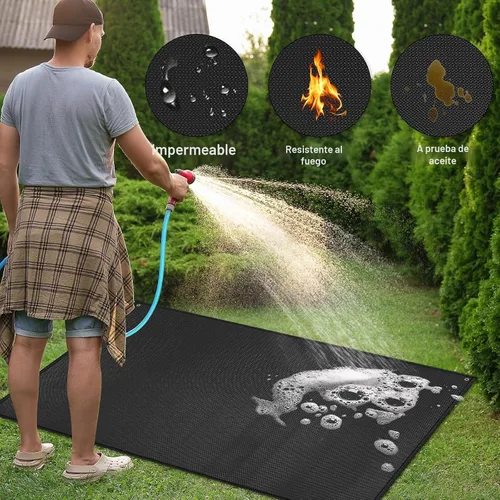 Miniatura 4 de TOHONFOO Alfombrilla extragrande de 90 x 48 pulgadas para parrilla al aire libre – Tapetes para parrilla al aire libre para proteger la terraza
