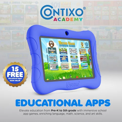 Miniatura 5 de Contixo Paquete de tabletas de aprendizaje Disney Kids de 7 pulgadas, auriculares, lápiz capacitivo y bolsa, libro de cuentos Disney preinstalado