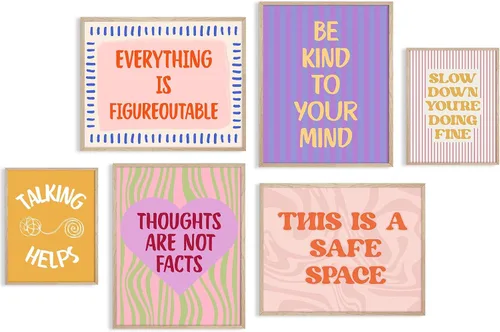 Miniatura 14 de Póster artístico de pared de salud mental, lienzo motivacional, decoración de pared, terapia, oficina, póster bohemio, impresiones inspiradoras
