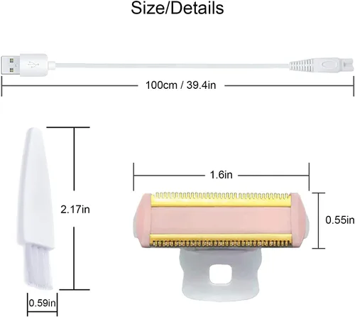 Miniatura 8 de 2 cabezales de repuesto LinMei Razor compatibles con Finishing Touch Flawless Body recargable, afeitadora y recortadora con cargador USB, 2 cepillos