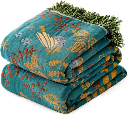 MSGKV - Manta bohemia/primaveral de algodón para sofá y sala de estar, de gasa acogedora, de 50 x 60 pulgadas
