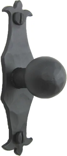 Perilla de gabinete de hierro forjado delgado estilo español Fleur De Lis HK6 (negro)