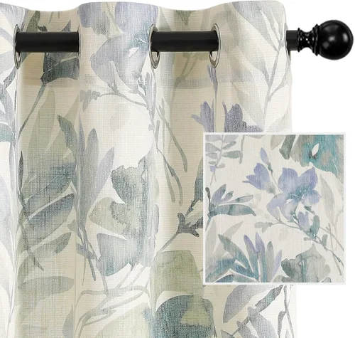 Miniatura 13 de MYSKY HOME - Cortinas plisadas con estampado floral para sala de estar/comedor, cortinas plisadas para proteger la privacidad, 84 pulgadas de largo