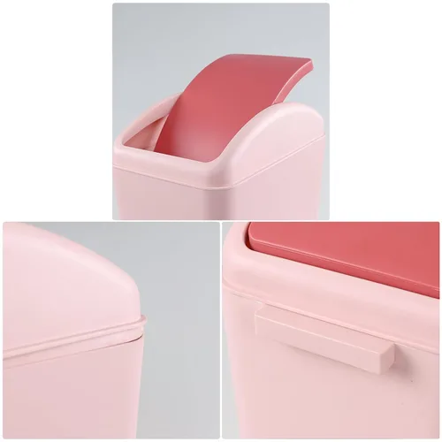 Miniatura 3 de bote de basura, tapa de plástico, 4 galones/15 litros Rosa