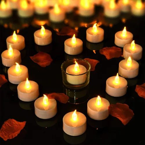 Miniatura 2 de Dura 2 veces más velas sin llama [50 unidades, pilas incluidas], velas de té realistas, velas brillantes parpadeantes, velas sin perfume que