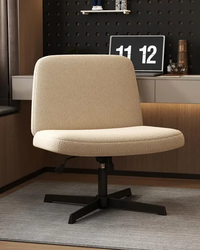 Cómoda silla de escritorio para oficina en casa, sin brazos, silla de computadora y tocador para dormitorio, sala de estar, asiento grande normal,