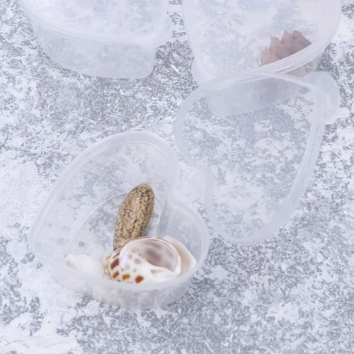 Miniatura 5 de Didiseaon Recipiente de condimentos en forma de corazón, de plástico transparente, cajas pequeñas con tapa para el hogar, cocina, comida