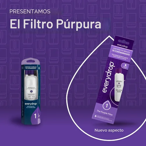 Miniatura 2 de everydrop by Whirlpool Filtro de refrigerador para hielo y agua 1, EDR1RXD1, paquete individual, morado