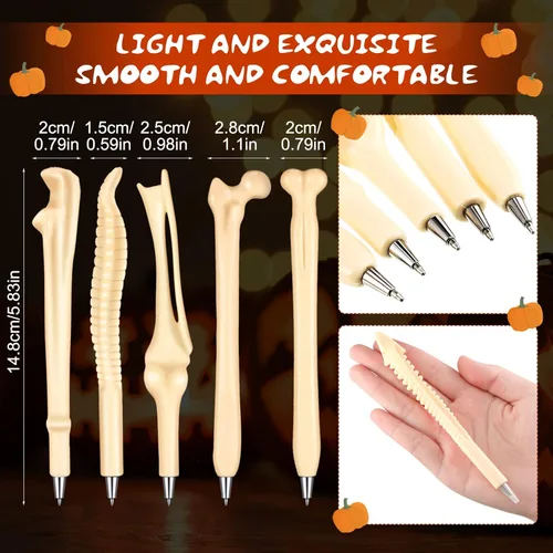 Miniatura 4 de Geosar Bolígrafos de hueso de Halloween novedosos con forma de hueso, bolígrafos de tinta negra de 0.039 in, bolígrafo de esqueleto, bolígrafos