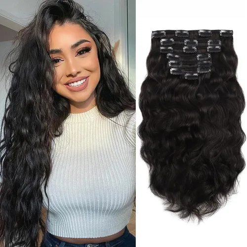 Miniatura 16 de Caliee - Extensiones de cabello rizado con clip 3B 3C Jerry, extensiones de clip de cabello rizado 14 pulgadas 1B color natural, extensiones