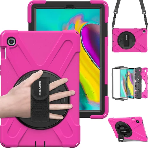 Miniatura 10 de BRAECN Funda para Samsung Galaxy Tab S5e de 10.5 pulgadas 2019, resistente a prueba de golpes con soporte giratorio 360/correa de mano y correa