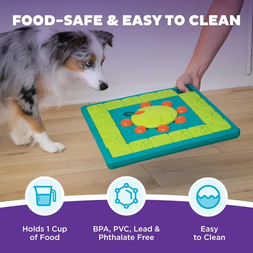 Miniatura 5 de Outward Hound por Nina Ottosson Multipuzzle Nivel 4 Experto Rompecabezas para Perros con Tratamientos para Enriquecimiento, Azul Multipuzzle (Verde)