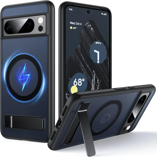 Funda para Google Pixel 8 Pro con MagSafe [Soporte Ajustable][Carga Mientras Está de Pie][Militar a Prueba de Golpes] Parachoques de Silicona Suave