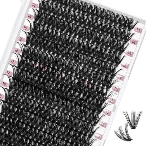 Miniatura 20 de 280 piezas de pestañas en grupo, mixtas 30D+40D, 14 filas de pestañas que se ven como extensiones, para ponértelas tú misma en casa (30+40-C-10 mm)