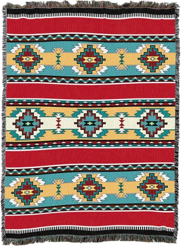 Miniatura 21 de Pure Country Weavers Rimrock Dusk Blanket XL – Inspirado en los nativos americanos del suroeste – Manta de regalo tejida de algodón – Fabricado