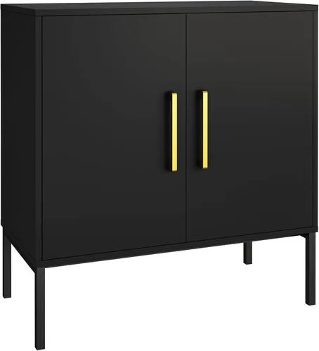Miniatura 9 de JOZZBY Gabinete Buffet de Almacenamiento, Aparador Independiente con Puertas Dobles, Aparador de Madera Moderno, Gabinetes Laterales Negros
