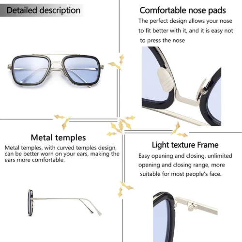 Miniatura 4 de YIJIA-YOUNG Tony Stark - Lentes de sol polarizados de material metálico para hombres y mujeres Iron Man y Spider-Man