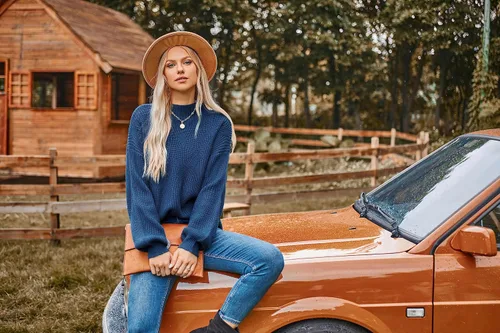 Miniatura 7 de GRACE KARIN Suéteres para mujer, cuello alto, manga farol, de gran tamaño, grueso, punto trenzado, tops de otoño