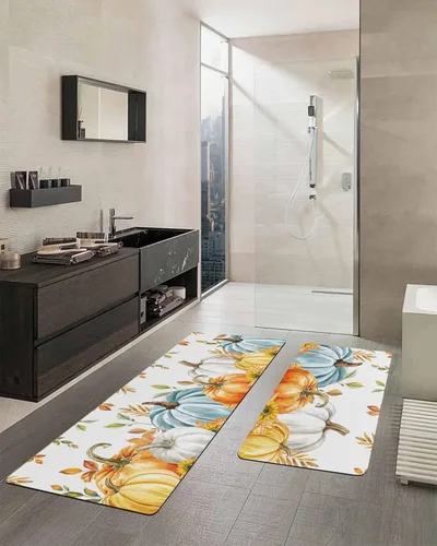 Miniatura 2 de Tapete de baño de eucalipto y calabaza para bañera, antideslizante, de secado rápido y absorbente, de tierra de diatomeas, tapete lavable de cocina