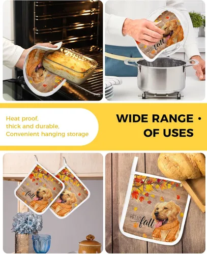 Miniatura 5 de Juego de 2 soportes para ollas de Acción de Gracias para cocina, platos de cacerola, almohadillas a prueba de calor con lazo para colgar