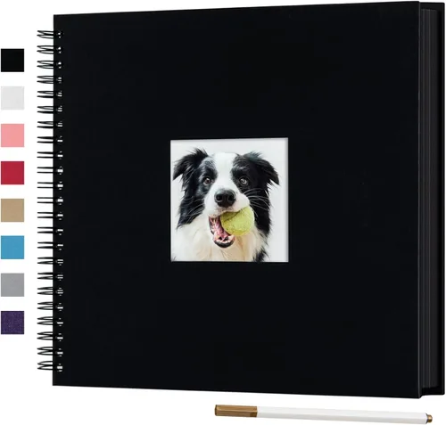 Miniatura 19 de Álbum de fotos para scrapbook DIY de 10 x 10 pulgadas con cubierta de diseño de ventana, 80 páginas, libro de recuerdos de papel para manualidades