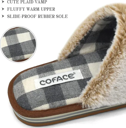 Miniatura 2 de COFACE Pantuflas de espuma viscoelástica para mujer, cómodas y cálidas, con forro de cojín acogedor