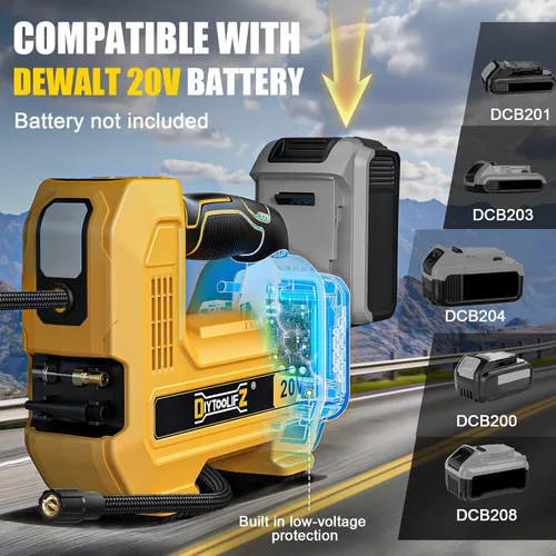 Miniatura 4 de DIYtoolifz Inflador de neumáticos inalámbrico de 160 PSI, compatible con compresor de aire Dewalt de 20 V, bomba de aire portátil de apagado