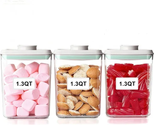 Miniatura 7 de Recipientes herméticos apilables con tapas, almacenamiento hermético de alimentos, recipientes de almacenamiento de despensa de cocina para 15