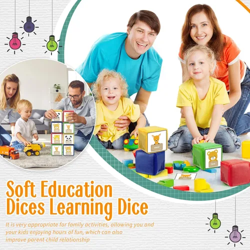 Miniatura 5 de 4 piezas de dados grandes de espuma con bolsillos, para hacer tú mismo, educación, jugar, cubos de dados suaves, aprendizaje y enseñanza, bloques