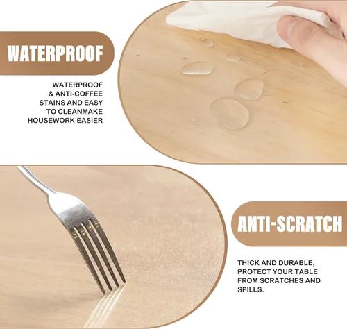 Miniatura 4 de Protector de mesa esmerilado de 0.059 in de grosor, 48 x 60 pulgadas, cubierta de mesa de PVC impermeable, almohadilla de escritorio antideslizante