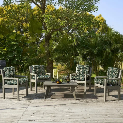 Miniatura 3 de BLISSWALK Cojines para sillas de exterior, 40 x 20 x 4 pulgadas, cojín de mimbre grueso con respaldo bajo y lazos para muebles de patio, floral
