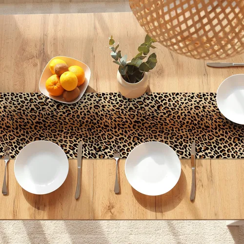 Miniatura 3 de Camino de Mesa con Estampado de Leopardo de 72 Pulgadas de Largo, Camino de Mesa Estilo Animal, Pañuelos para Tocador, Decoración de Mesa de Burlap