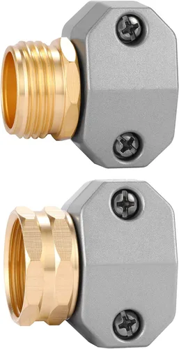 Acoplamiento macho y hembra de zinc y aluminio, se adapta a todos los accesorios de reparación de manguera de jardín de 5/8 pulgadas y 3/4 pulgadas,
