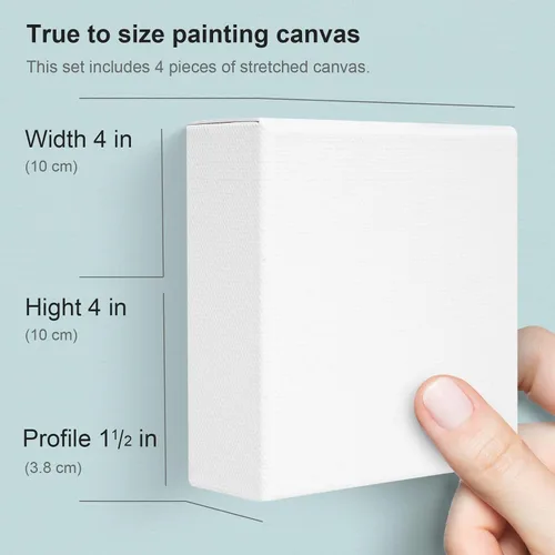 Miniatura 3 de AUREUO Lienzo envuelto para galería de 4 x 4 pulgadas, profundidad de 1.5 pulgadas, paquete de 4 unidades, 10 onzas con triple imprimación de gesso