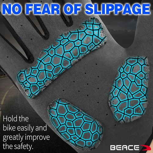 Miniatura 4 de BEACE Guantes de ciclismo para hombres y mujeres, guantes de ciclismo de montaña con pantalla táctil y palma de silicona antideslizante, guantes