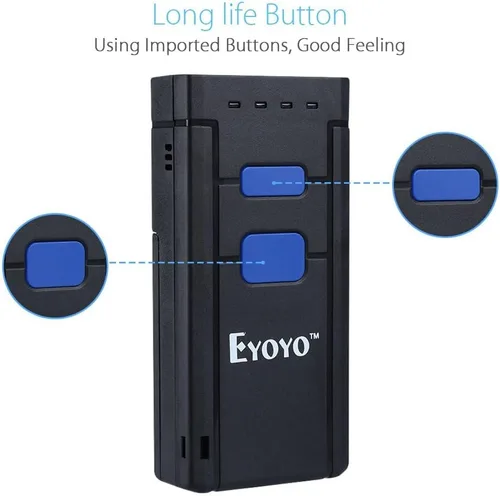 Miniatura 8 de Eyoyo Mini escáner de código de barras inalámbrico 1D Bluetooth, Bluetooth 3 en 1 y conexión inalámbrica y cableada 2.4G, lector de código de barras