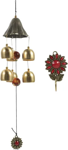 PRETYZOOM Vintage Sunflower Wind Chime Decorative Metal Bell Ornament for Indoor Outdoor Home Decor Crisp Sound Retro Design for Garden and Patio Red