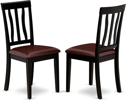 Miniatura 4 de East West Furniture ANTI5-BLK-LC - Juego de mesa de comedor de 5 piezas para 4 personas, incluye una mesa de cocina redonda con pedestal y 4 sillas
