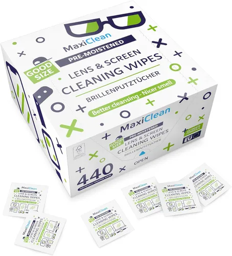 Miniatura 9 de MAXI CLEAN Paquete de 440 toallitas para lentes de anteojos prehumedecidas, envueltas individualmente, limpieza sin rayas para anteojos y pantallas
