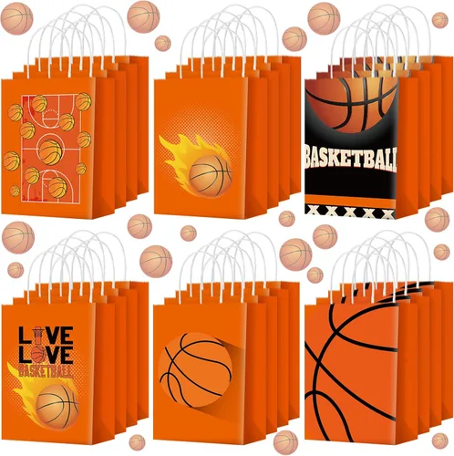 Outus 24 piezas de bolsas de regalo de baloncesto, bolsas de regalo de fiesta de baloncesto, bolsas de golosinas y caramelos de baloncesto, bolsas