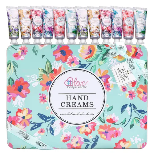 Miniatura 8 de BODY & EARTH Set de regalo de crema de manos para mujer, regalos de Navidad, paquete de 12 enriquecidos con manteca de karité para nutrir las manos