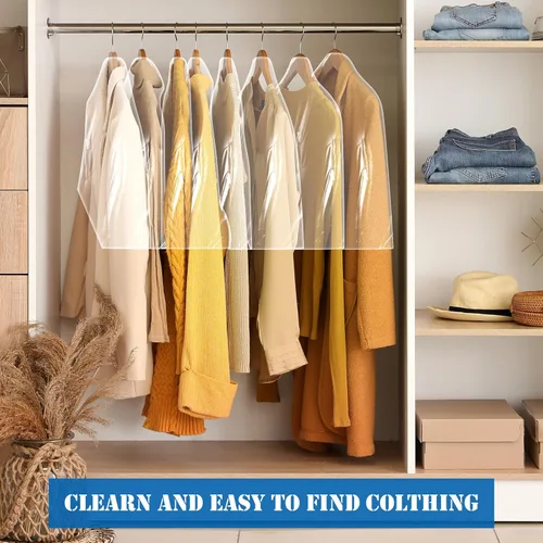 Miniatura 6 de Chumia Paquete de 50 fundas de hombro para ropa en el armario, fundas transparentes para colgar en trajes, chaquetas, camisas, protector organizador