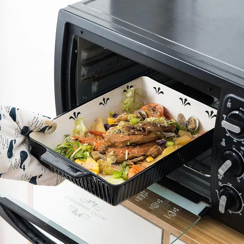 Miniatura 3 de Juego de utensilios para hornear de cerámica, forma rectangular, apto para horno, antiadherente, para cocinar, cena de pasteles, cocina, 13 x 9