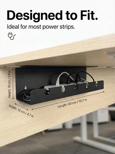 Miniatura 3 de Bandeja de organización de cables para debajo del escritorio, sin taladro, organizador de cables para escritorio, organizador de cables, bandeja