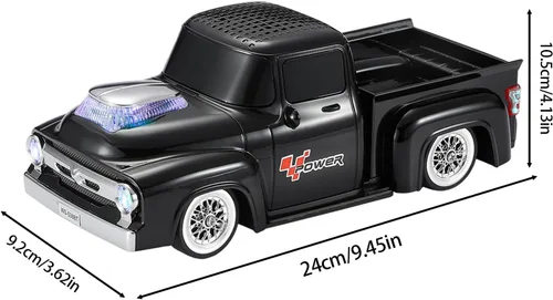 Miniatura 7 de Altavoz Bluetooth retro para camión, diseño de automóvil vintage, sonido estéreo inalámbrico portátil, emparejamiento TWS, luces LED de fiesta